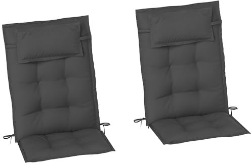 Outsunny 2er Set Auflage für Sonnenliege Wasserabweisend Liegenauflage für Gartenliege Polsterauflage für Strandliege Liegestuhl Kissen Polster für Gartenmöbel Auflagen 50x116x5 cm, Dunkelgrau