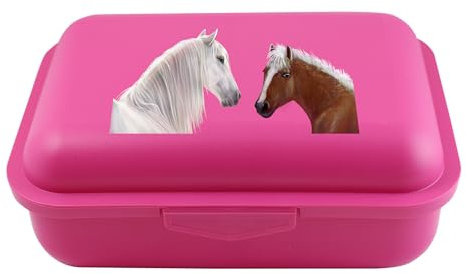 Emil Brotdose Schule Arbeit Kinder Junge & Mädchen Snackbox auch für Erwachsene Lunchbox mit Trennfach verstellbar BPA Frei (Horse)