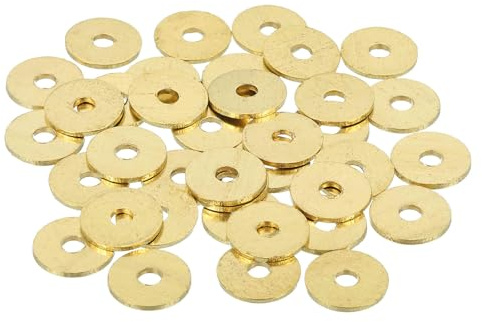 MECCANIXITY Lot de 38 rondelles plates en laiton M3 en cuivre, 3 mm ID, 12 mm de diamètre extérieur, 1 mm d'épaisseur pour boulons, vis, réparation de machines, construction extérieure