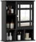 COSTWAY Mirror Door Cabinet, Wall Mounted Display Shelving Unit with Adjustable Shelf and 3 Compartments, Home Office Living Room Bathroom Organiser Storage Cupboard (Black)
