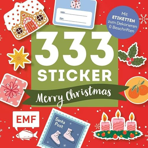 333 Sticker – Merry Christmas: Geschenk-Etiketten und Aufkleber mit beschreibbarer Oberfläche: Zum Verzieren und Dekorieren von Weihnachtsgeschenken, Adventskalendern, Karten oder Selbst-Gemachtem