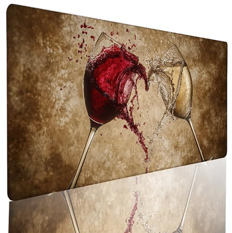 Tapis De Souris Verre à Vin, Tapis de Souris Gaming XXL 600x300mm Jaune, Bords à Coutures Set De Bureau Accessoire Gaming Améliore la Précision et la Vitesse pour Maison et le bureau,Cadeau Homme VQ-F