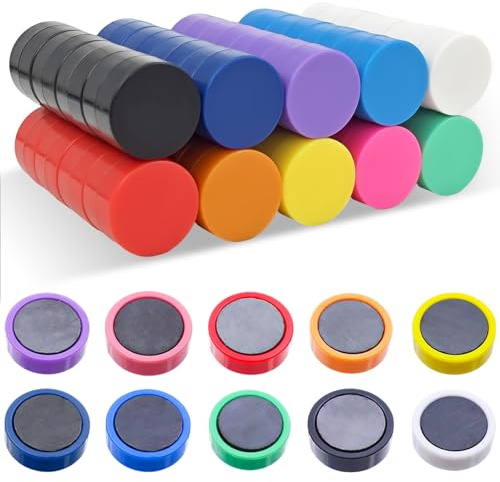 NINGYER 80 Stück Whiteboard Magnete, 20mm Magnete Bunt, Runde Magnete für Whiteboard/Pinnwand/Tafel/Klassenzimmer/Büro/Foto/Kühlschrank (10 Farben)