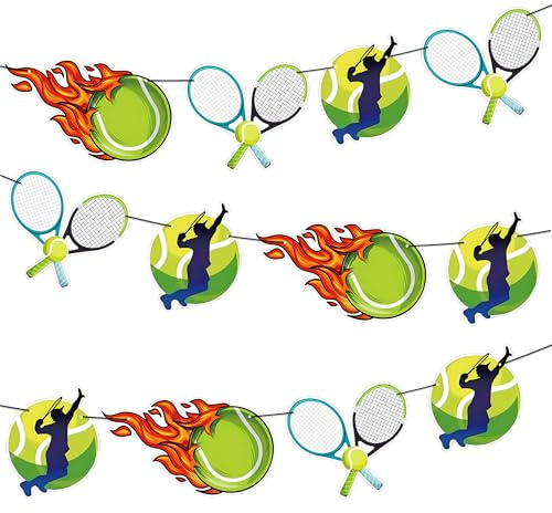 Tennis Racket and Ball Banner Party Decorations Tennis Bunting Decorations - 12pcs