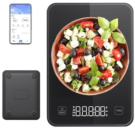 Vintara Küchenwaage Mit App Smart Scale Und Kalorienzähler – Präzise Digitale Waage Für Ernährung, Diät Und Portionskontrolle, Holen sie Sich schnell Ihren Traumkörper (Schwarz)