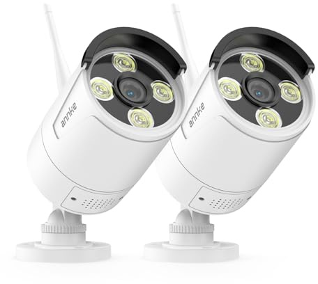 ANNKE 2 Pack 3K/5MP Add-On Security Camera Outdoor, CCTV Camera with Metal Housing, 2.4G/5Ghz WiFi, Colour Night Vision, Sound & Light Alarm, Human Detection, 2-Way Audio, IP67 Waterproof