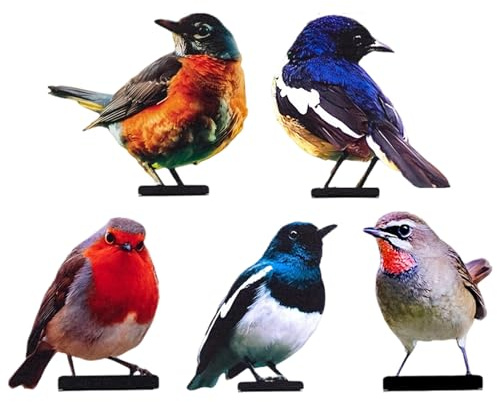 Generisch Metallvögel Zaundeko,5 Stücke Aus Farbenfrohem Und Rostfreiem Metall Mit Farbiger Lackierung - Handgefertigte Deko-Figuren Als Vogel-Schmuck,Für Wand Garten Terrasse Rasen Und Wiese