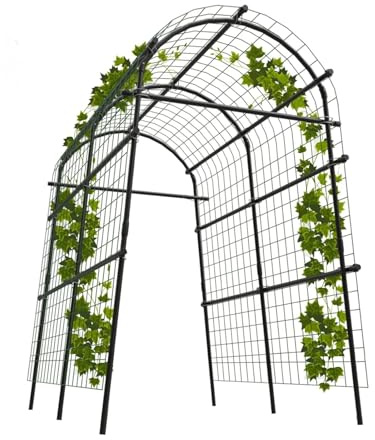 Virimolo Gartenbogen Für Kletterpflanzen, 115 x 183 x 230 cm, Metall Rankbogen Rosen, Verstellbare Breite 90-115 cm, Wetterfest Rankhilfe Für Kletterpflanzen, Gemüse, Obst, Rosen Und Blumen