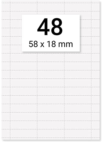 Karteo Einsteckschilder Hängemappen [240 Stück] Hängeregister Einlegepapier Einstecketiketten perforiert weiß 58 x 18 mm auf 5 Stk. DIN A4 Bögen zum bedrucken