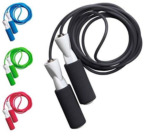 JUMP ROPE Profi Springseil mit Qualitäts Kugellager, Länge einstellbar für Kinder und Erwachsene, Speed Rope mit Tasche, schwarz weiß