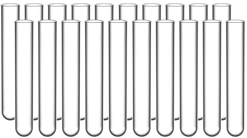 StonyLab 100 Pack Borosilicate Glass Round Bottom Test Tubes, 12mm OD X 75mm length (Pack of 100)