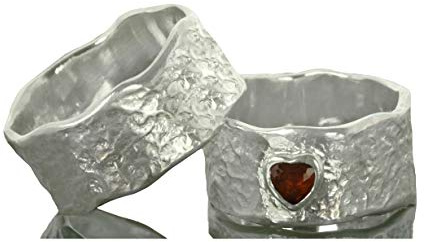 The two of us - 925 Sterling Silber Verlobungsringe, Partnerringe, handmade | Zwei handgefertigte Silberringe, ein Ring mit Herz-Edelstein