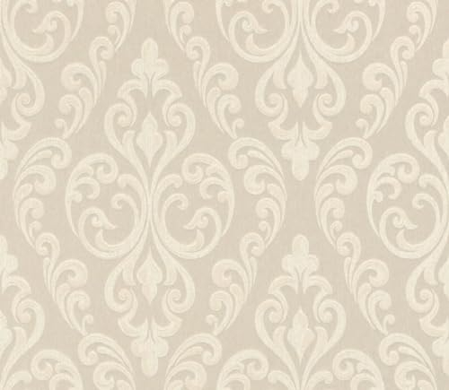 Casa Padrino Barock Textiltapete Creme/Beige 10,05 x 0,53 m - Hochwertige Wohnzimmer Tapete