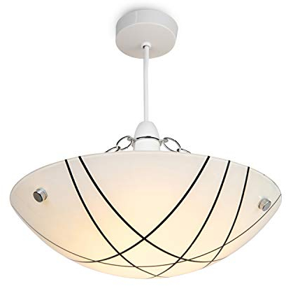 Crosbie Glass Ceiling Uplighter Pendant Shade - White/Black/Chrome - Easy Fit