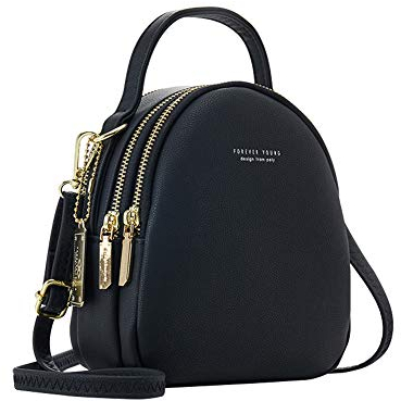 Katech Mode Rucksack Damen Kleine Handy Schultertasche Lederrucksack Frauen Klein Handtasche Mini Casual Daypacks für Party/Reisen/Arbeit (Schwarz)