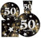 Serves 30 | Complete Party Pack | Happy 50th Birthday | 9 Dinner Paper Plates | 7 Dessert Paper Plates | 12 oz Cups | 3 Ply Napkins | 50th Birthday Party Theme
