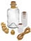 Geniess-Bar! 5 Glasflaschen klein 350 ml leer zum Befüllen Apothekerflaschen mit Korken, Bast und transparente Schrumpfkapseln mit Siegel gold zum Versiegeln