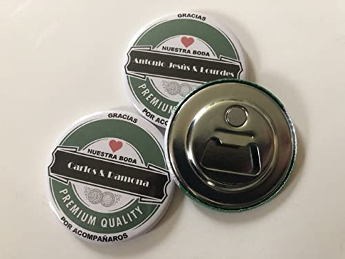 ABREBOTELLAS con imán para BODA. Detalles para invitados. Personalizado. 50 Unidades