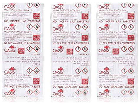 Wicked Chili 30x Chlortabletten geeignet für Waterrower Rudergerät, Water Rower, Oasis Chlor Tabletten, Water Purification Tablets gegen Algen (3 Jahresbedarf, pro Tablette 25L entkeimtes Wasser)