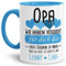 Tassendruck Geschenk Tasse mit Spruch PERSONALISIERT - Bestes Geschenk für Opa von Enkelkindern - Kaffee-Tasse/Geschenkidee Geburtstag Vatertag/Vatertagsgeschenk - Innen & Henkel Hellblau