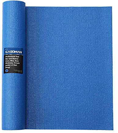 CASOMAN Professioneller Werkzeugkasten und Schubladenauskleidung, blau, leicht zu schneiden, Rutschfester Schaumgummi-Werkzeugkasten, Schubladenauskleidung, Matte, 40,6 cm (breit) x 1,8 m (lang)