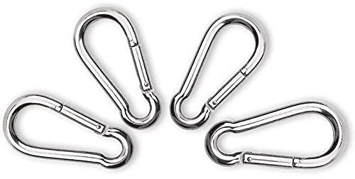 ANSIEDIO 4pcs M8 Carabiner Clip, Heavy Duty 304 Stainless Steel Spring Buckle Hook, Carabiner Keychain Clips for Outdoor, Camping, Hiking, Fishing (Not for Climbing)