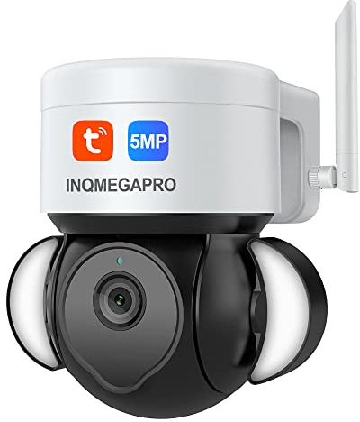 SHIWOJIA Cámara Vigilancia WiFi Exterior, 2.5K 5MP PTZ 360° Cámara de Seguridad, 24/7 Grabación Continua,Seguimiento Automático, Detector de Movimiento, Visión Nocturna, Tuya/Smart Life Camera