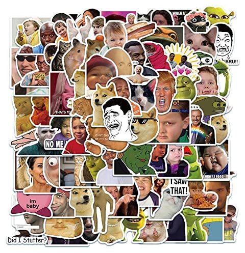 Bric Dodo 100 Stück Classic Meme Aufkleber Wasserflaschen Laptop Telefon Gitarre Skateboard Computer Funny Meme Vinyl Stickers Wasserdicht Ästhetisch Aufkleber für Jugendliche Kinder Erwachsene
