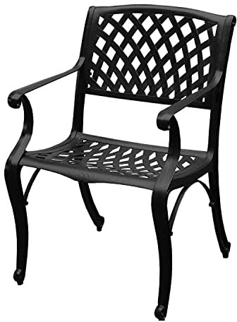 Oakland Living 1016-MESH-KD-CHAIR-LBK Moderner Outdoor-Mesh-Guss-Aluminium-schwarzer Patio-Esszimmerstuhl