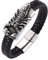 Aotiwe Edelstahl Armband Herren, Sorry Geschenk Scorpion Armband aus Geflochtenem Leder mit Magnetischer Schnalle Schwarz 18.5cm