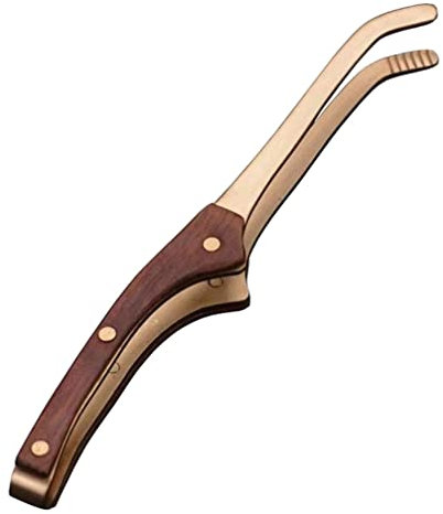 TOPBATHY Anti-skid Tea Tong Clip Copper Wood Tea Clip Vintage Teacup Tong Portable Safe