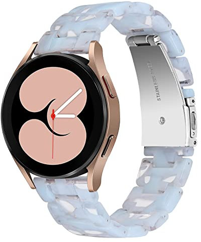 Miimall Correa de Resina Compatible con Samsung Galaxy Watch FE/5/5pro/4/4 Classic/3/Active 2, 20mm Ligera Pulsera con Hebilla de Metal, Correa de Repuesto para Samsung Galaxy Watch, Azul Claro