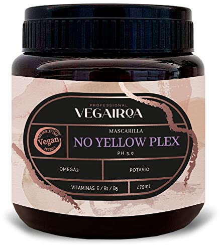 VEGAIROA - No Yellow Plex Maske - Neutralisierende Maske für Gelb- und Orangetöne - Feuchtigkeitspflege - Violettes Pigment - Professionelles veganes Friseurprodukt - 275 g