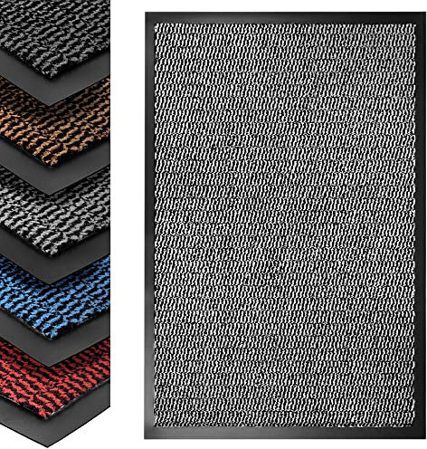 ZENQA Door Mat Indoor Outdoor Washable Heavy Duty | Non Slip Doormats Large Rubber Door Mat & Runner | Dirt Trapper Barrier Mat Home, Kitchen & Office Entrance Rug (Grey, 40 x 60 cm)