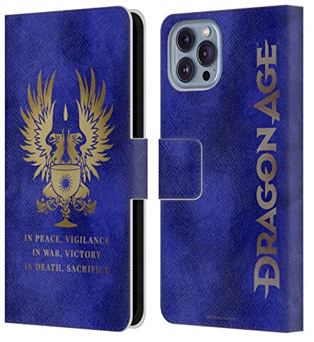 Head Case Designs Officially Licensed EA Bioware Dragon Age Grey Wardens Gold Heraldry Leather Wallet Case Compatible With Apple iPhone 14