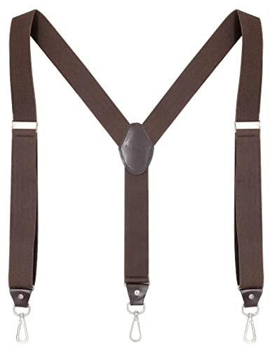 Ausukler Hosenträger Herren Extra Stark 3,5cm Breit mit Drehbaren Haken und Elastischen Riemen Y-back für Jeans (Kaffee)