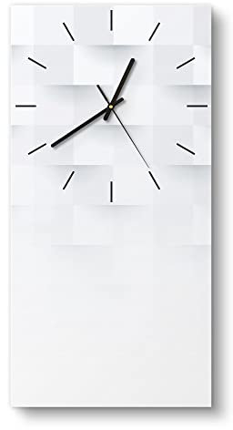 DEQORI Glasuhr | horizontal 30x60 cm | Motiv Abstraktes Geo-Muster | große XXL Design Uhr aus Glas | leise Wanduhr für Wohnzimmer & Küche | Moderne Hingucker Uhr für die Wand