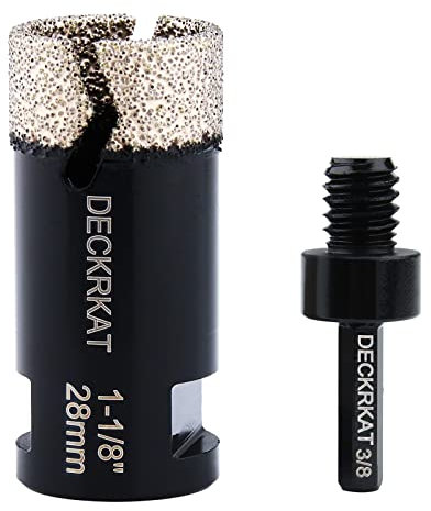 Diamond Hole Saw, Hole Cutter 1-1/8'' for Tiles Granite Marble Ceramic Glass Porcelain, 28mm Core Drill Bit with 5/8-11 Thread and 3/8'' Hex Shank Adapter for Angle Grinders & Drills