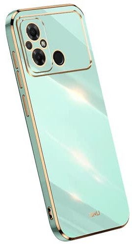 XINYEXIN Funda para Realme C55, Carcasa de TPU Suave [Diseño de Borde Dorado] Ultrafino a Prueba de Golpes Silicona Case Bumper Cover - Verde