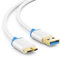 deleyCON 2m Micro USB 3.0 Datenkabel bis zu 5 Gbit/s Ladekabel für Handy Smartphone Tablet Externe Festplatten - USB A-Stecker zu Micro B-Stecker Weiß