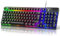TECURS Clavier Gamer Semi-Mécaniques,19 Keys Anti-Ghosting Rétroéclairage LED, Multimédia, Silencieuses, Clavier Gaming Membrane AZERTY, Etanche pour Ordinateur Windows/Xbox/ PS4, USB Filaire
