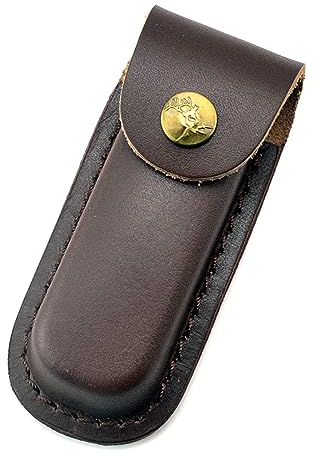 Newwyt Pocket Knife Sheath Handmade Pouches Leathers Knife Holsters Folding Knife Holder Outdoor Carry Sheath Tool Easy to Use Leathers