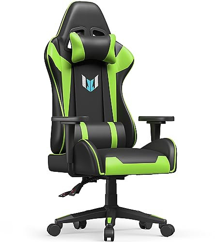 Racingreat Gaming Chair, Office Chair, Computer Chair, Sturdy PC Swivel Chair, Ergonomic Design with Cushion and Reclining Backrest (Without Footrest, green)