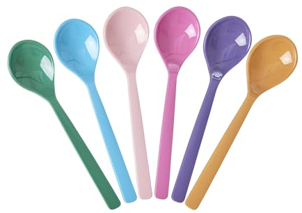 Löffelset Rice Melamin, Bundle of 6, mehrfarbig uni (Teelöffel 6er set 14 cm)