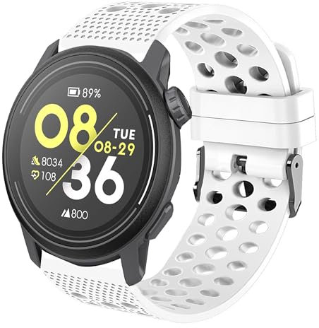 Bracelet Compatible pour COROS Pace 3,Respirant Sport Silicone Classique Bracelet De Remplacement Compatible pour Montres connectées COROS Pace 3 20mm/22mm Smart Watch (22mm, Blanc)