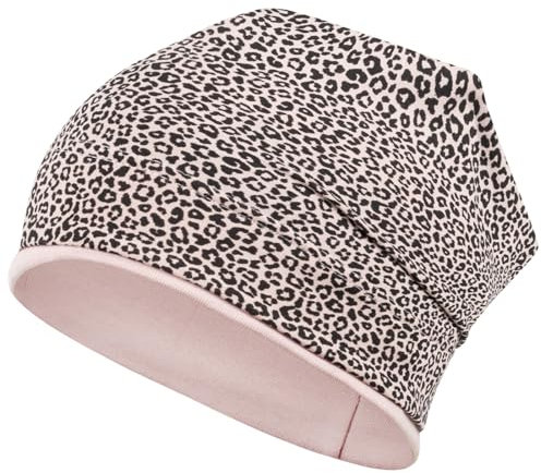 Smarilla Mädchen Mütze Übergangsmütze Beanie Blumen Frühling Herbst Baumwolle, Bekleidungsgröße: 46-48, Farbe: Schwarz-Puderrosa