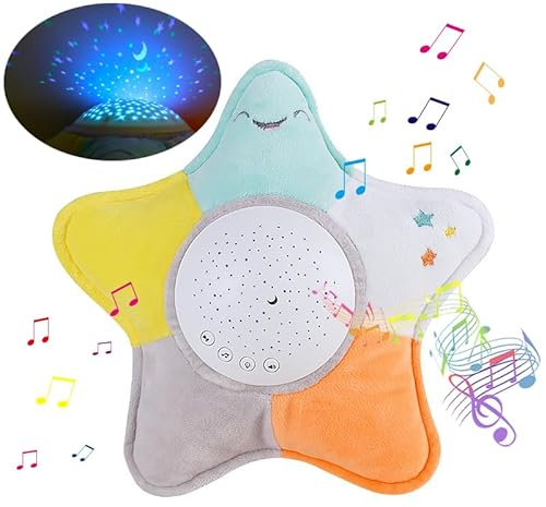 Acaino Luce Stellare Proiettore per Bambini, Riccio di peluche per dormire con 10 ninna nanna e controllo del volume, Luce Notturna Proiettore per Regalo Neonato, Compleanno, Regali Natale (Stella)
