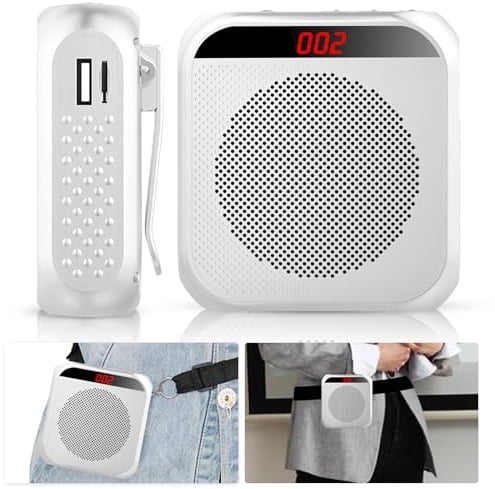 Amplificatore vocale portatile, altoparlante ricaricabile con microfono auricolare, cintura, batteria da 2200 mAh, mini amplificatore di voce senza fili per allenatori, insegnanti, guide turistiche,