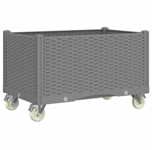 vidaXL Fioriera da Giardino con Ruote Grigio Chiaro 80x50x54 cm in PP