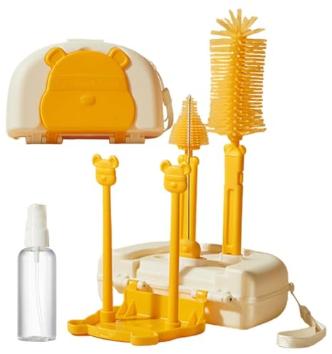 Baby Bottle Nipple Brush - 194g Baby Feeding Bottle Brush | Toddler Cup Bottle Brush | Breast Pump Brush Kit | Portable Bottle Cup Set For Cup Crevice Cleaning And Baby Accessories
